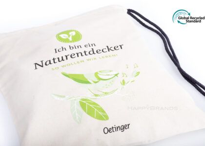 Mit Logo Bedrucken Gymnastikbeutel Turnbeutel Aus Recycelter Baumwolle GiveAway GRS