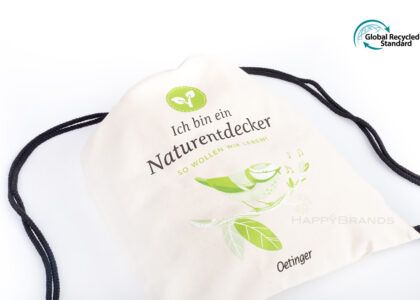 Werbemotiv Gymnastiktasche Sportbeutel Aus Recycelter Baumwolle Merch Promotionartikel GRS