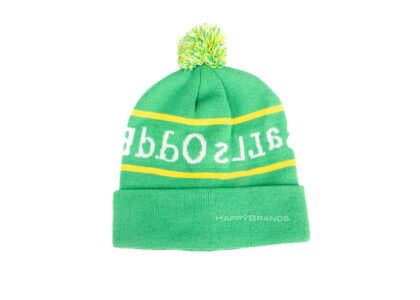 Giveaway RePET bobble hats advertising custom logo woven custom made