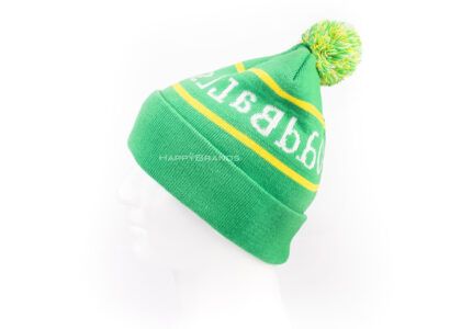 RPET Beanie With Pompom With Woven Logo Motif Promotional Item